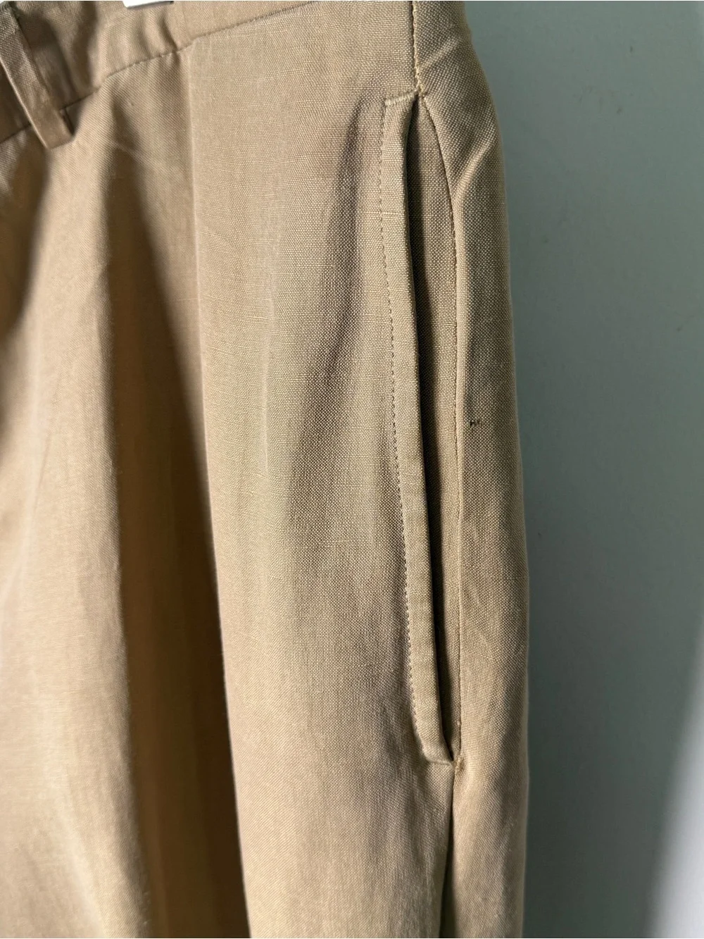 Murano Collezione Silk Linen Flat Front Trousers 38x34 Old Money Quiet Luxury